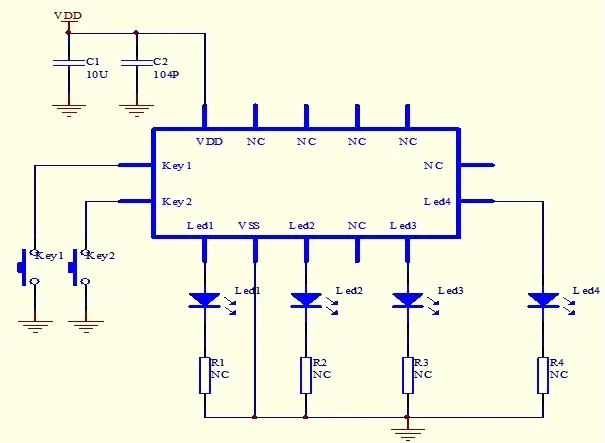 麗晶微EH5907-04C4-B431單按鍵多路循環切換開關芯片led電子開關芯片切換色溫
